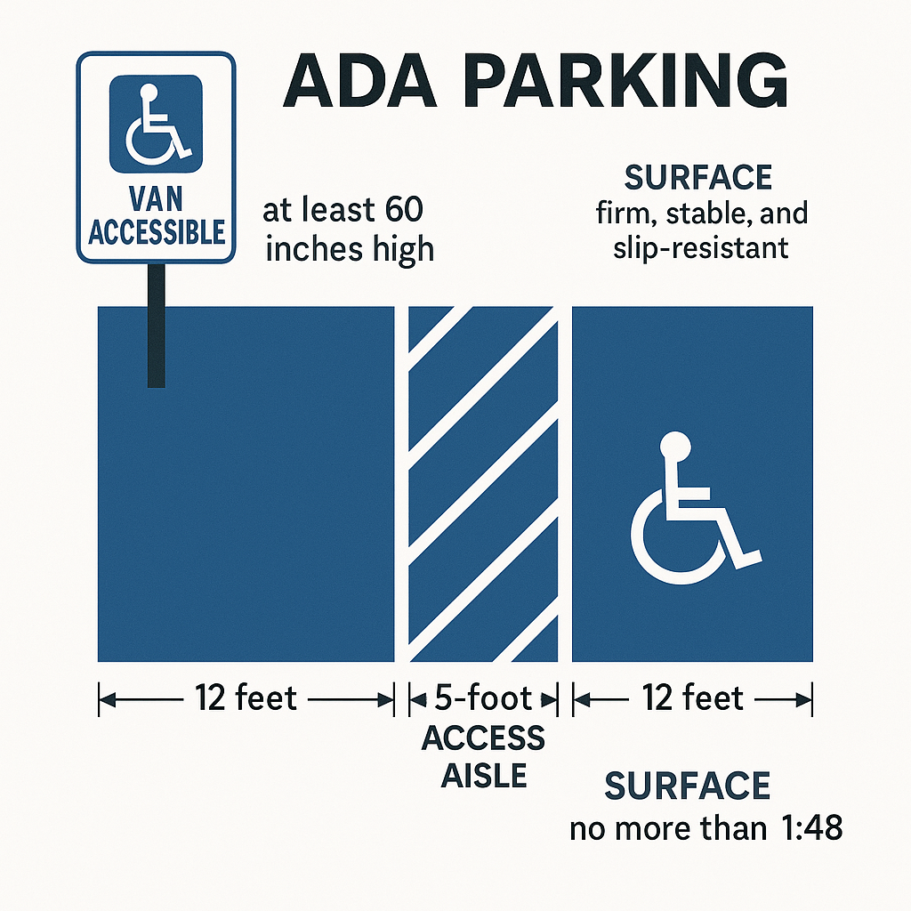 Illustration of l ADA Parking Lot Requirements for Volusia County & Central Florida